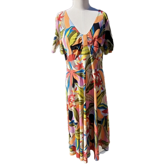 Soft Surroundings Gemini Midi Floral Print Dress Large - Picture 3 of 8